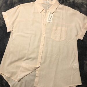 Cream Relaxed Fit Button Down Shirt
